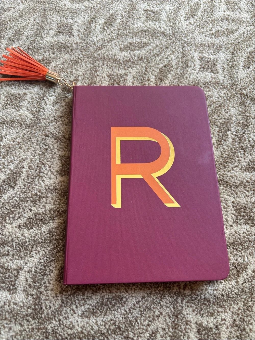 Opalhouse Burgundy Notebook with Orange Initial and Tassel